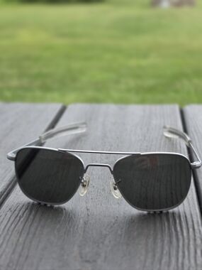 Vintage RANDOLPH Matte Chrome Engineering Aviator Sunglasses